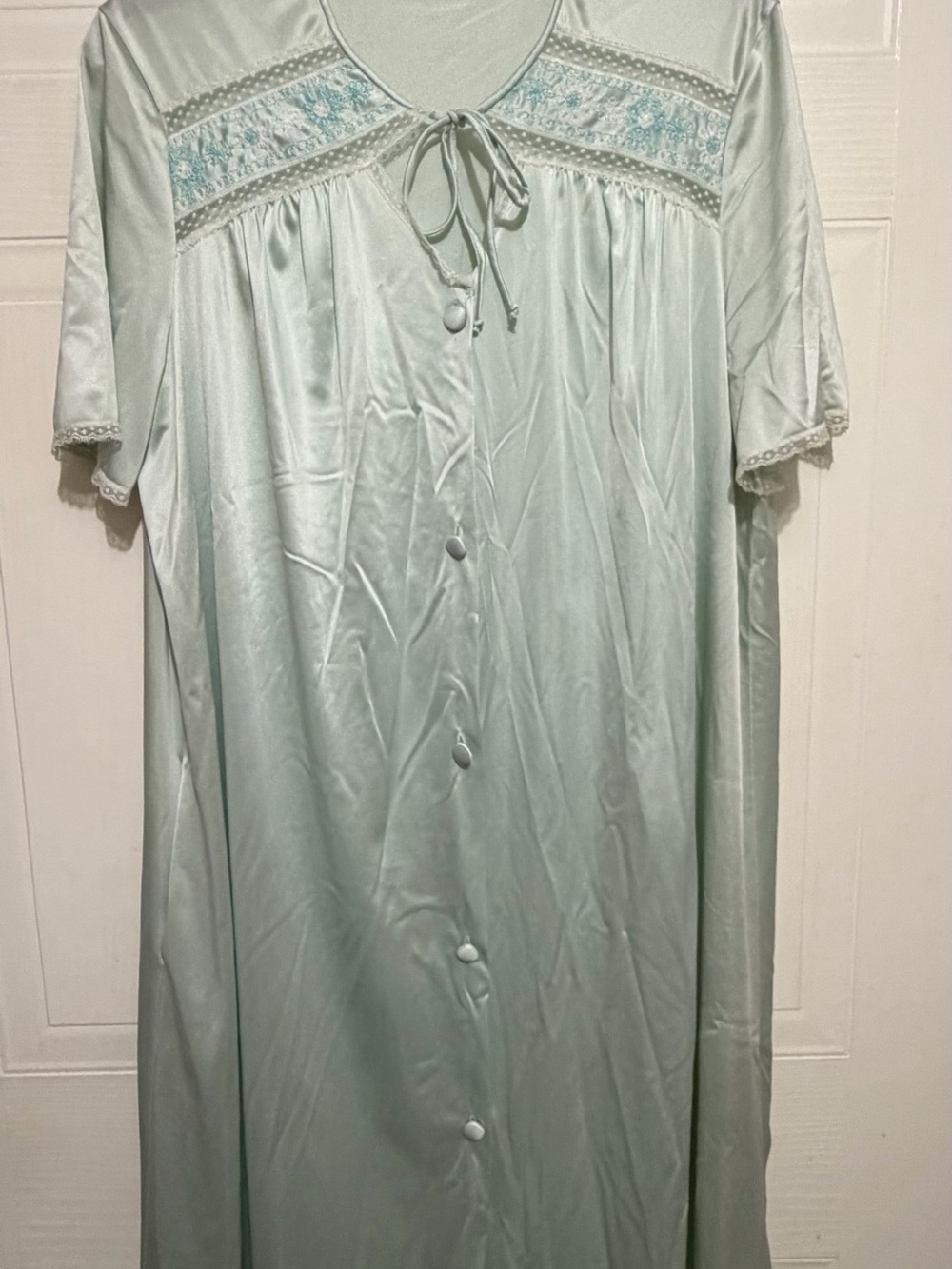 jcpenney Light Mint Green Button-Front Nightgown with Lace Yoke 2-piece set